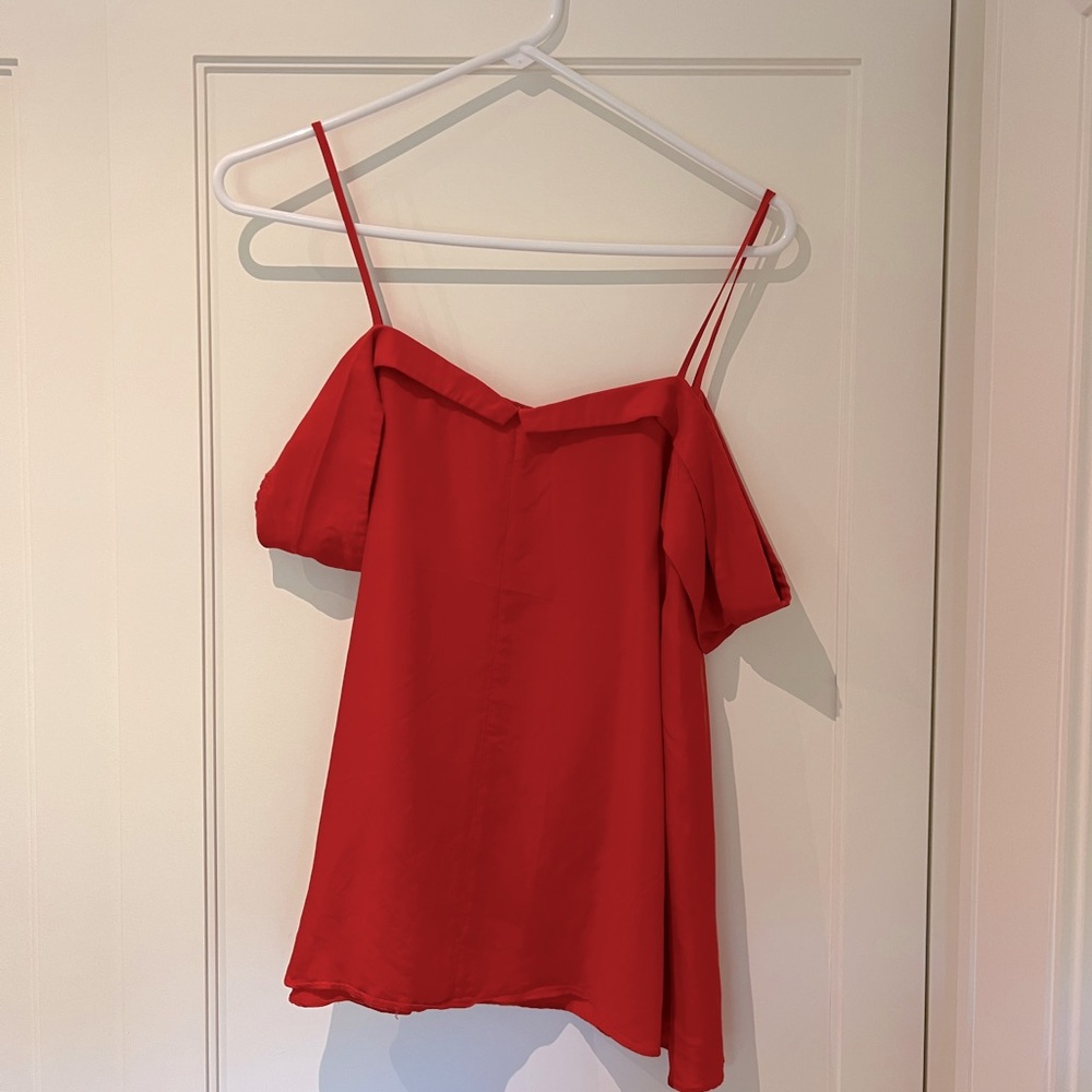 Anthropology Paper Crown Red top with tank top and off the shoulder straps